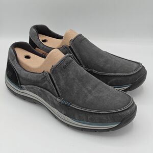 Skechers Expected Avillo Shoes Men’s Slip-On Casual Vintage Washed Black Size 14